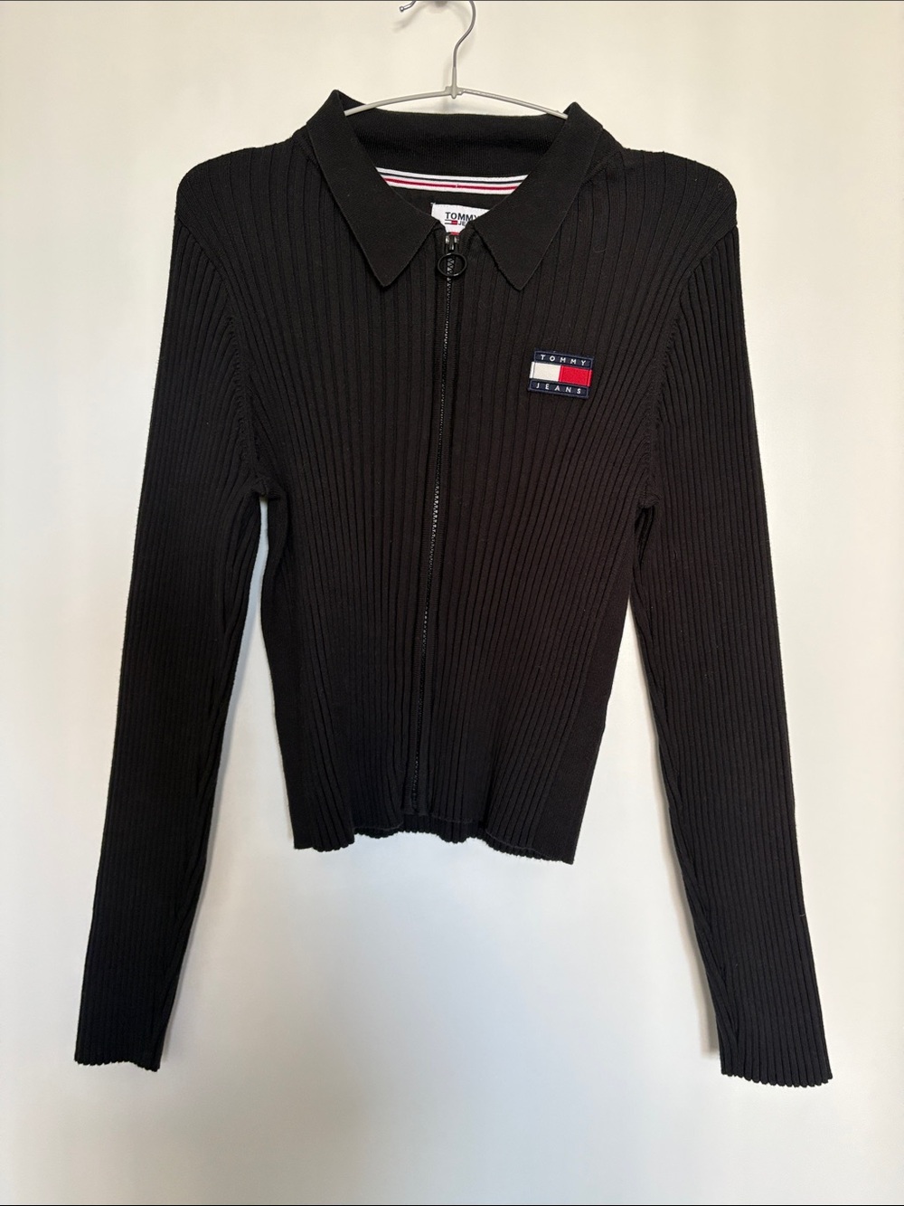 Tommy Hilfiger Black Ribbed Zip Cardigan